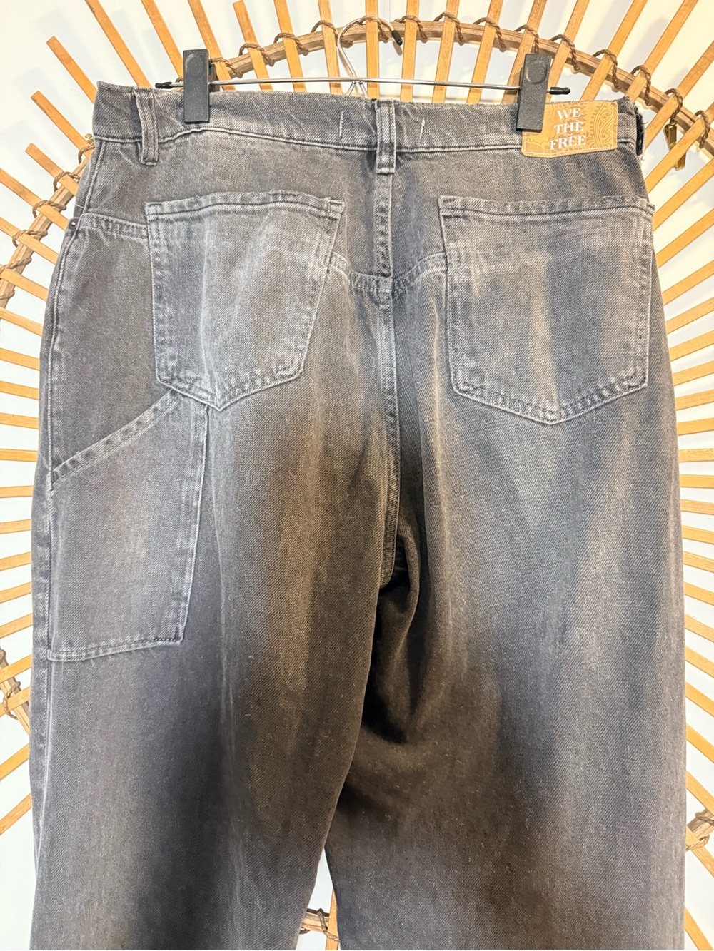 We The Free Tinsley Baggy High Rise Straigjt Leg Jeans Faded Black Slouch Grunge - Picture 7 of 16